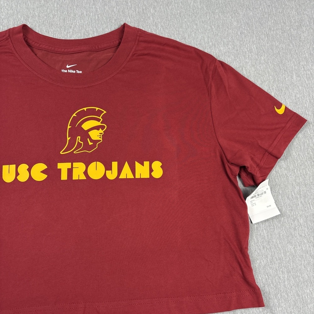 USC Trojans Nike Women's Athletic Dri-FIT Cropped Loose T-Shirt Cardinal - Sz M - Picture 4 of 12